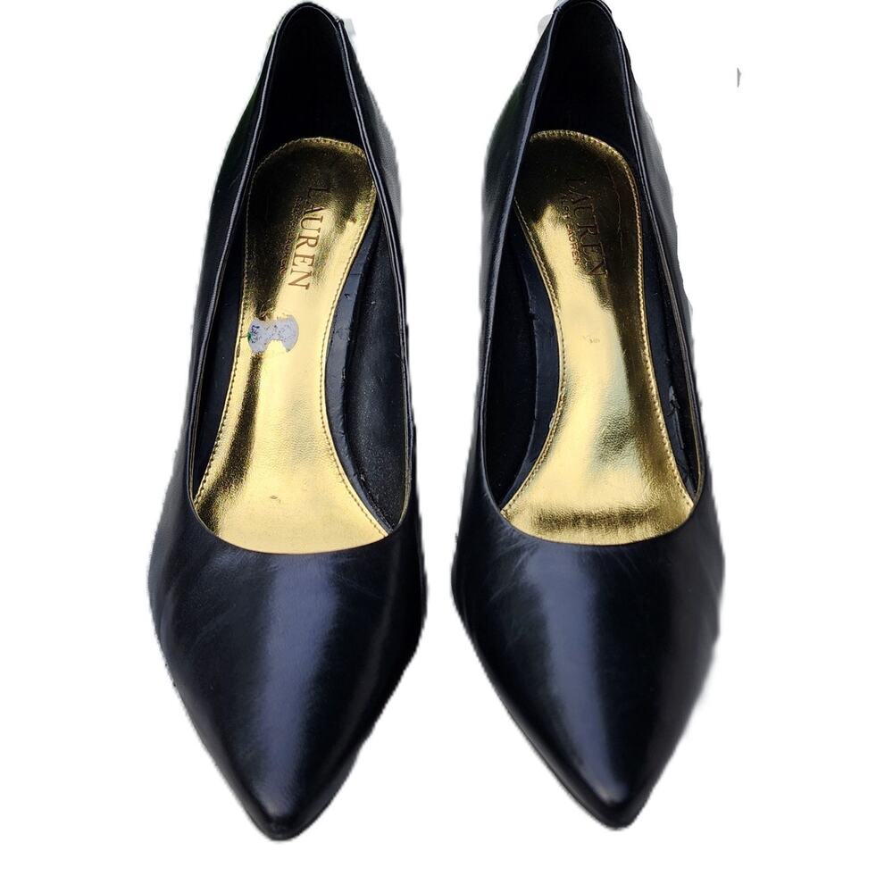 Lauren Ralph Lauren Alani Black Leather Stiletto Heels 9.5 - Picture 4 of 13